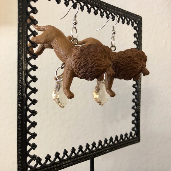 King of the jungle toy Lions and crystal earrings OOAK KAWAII - Picture 2 of 2